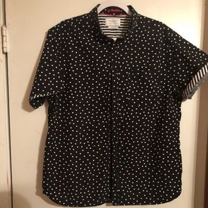 Black with white dots button down